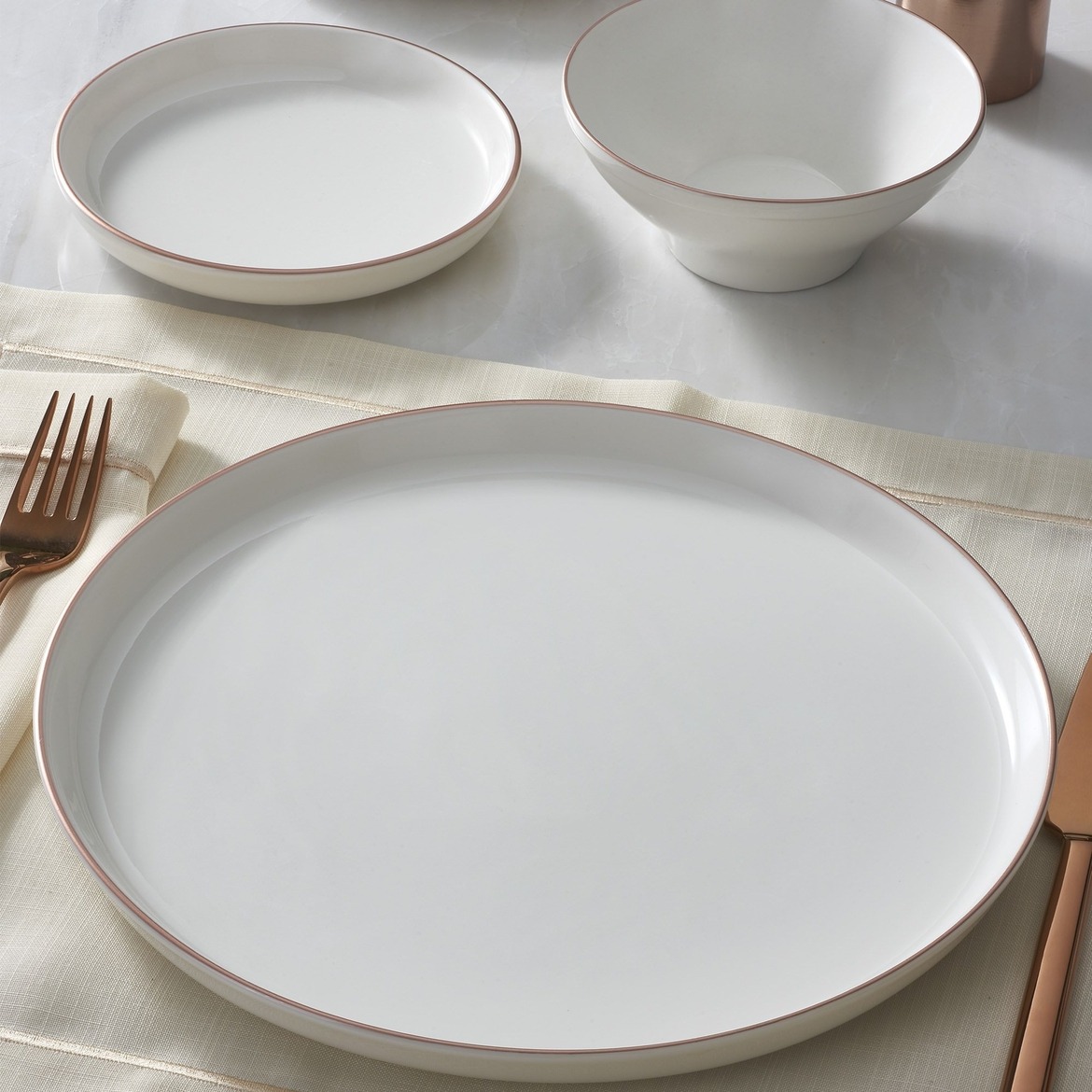 BİLBAO 8 PARÇA 2 KİŞİLİK BONE YEMEK TAKIMI - COPPER BAKIR