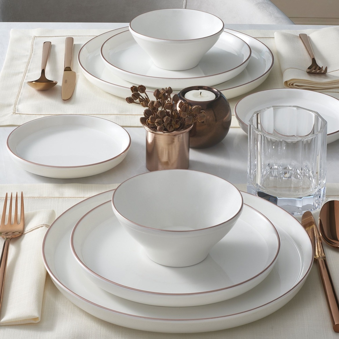 BİLBAO 8 PARÇA 2 KİŞİLİK BONE YEMEK TAKIMI - COPPER BAKIR